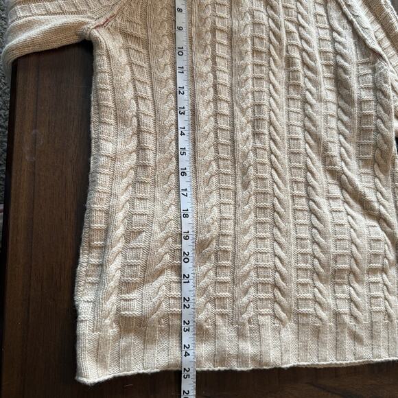 Banana Republic Cardigan Sweater Sz Med Cashmere Blend Tan Cable Knit Mock Neck - Picture 9 of 11